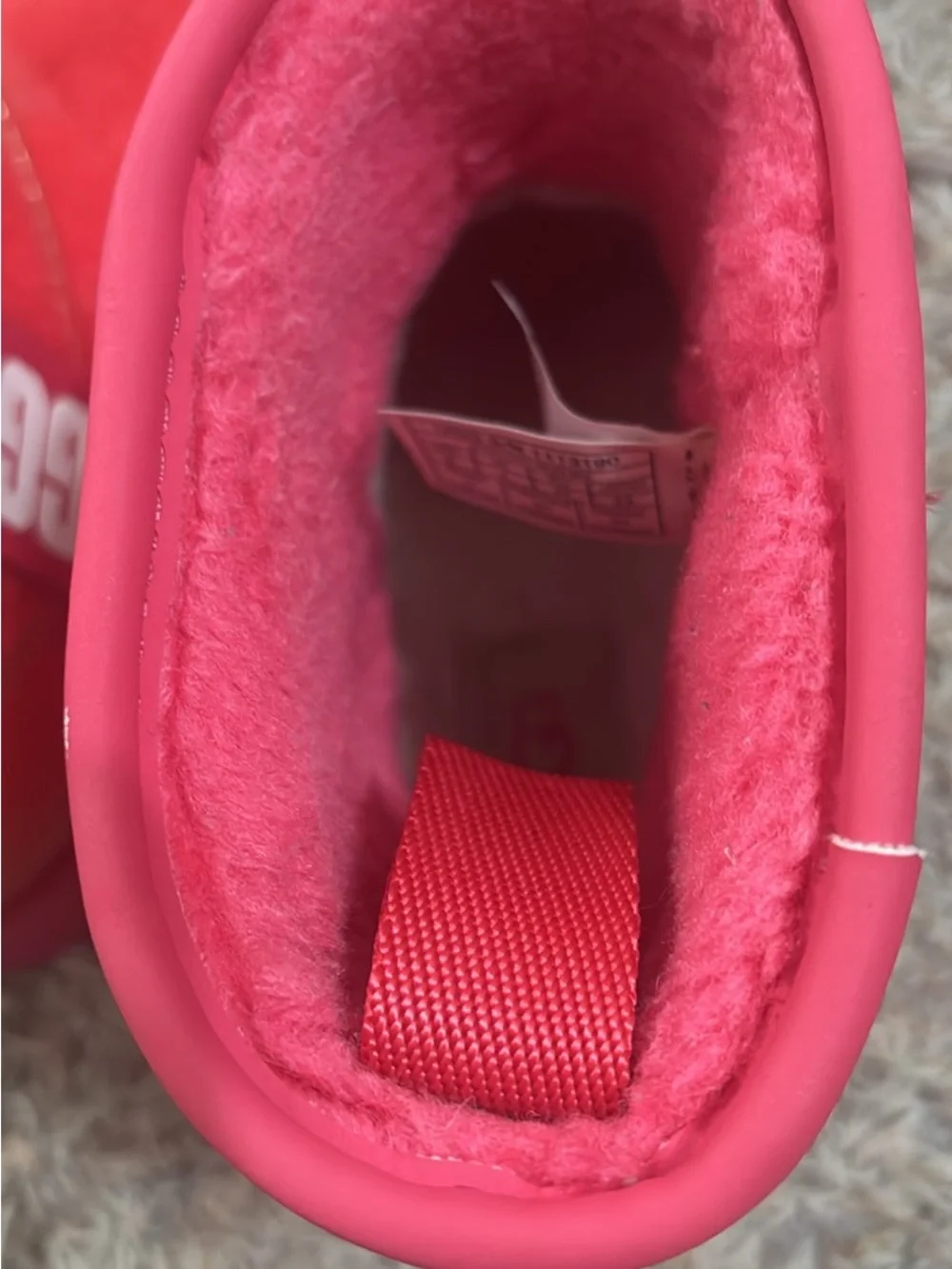UGG Coral Red Glossy Short Boots size 6 - Worn Once